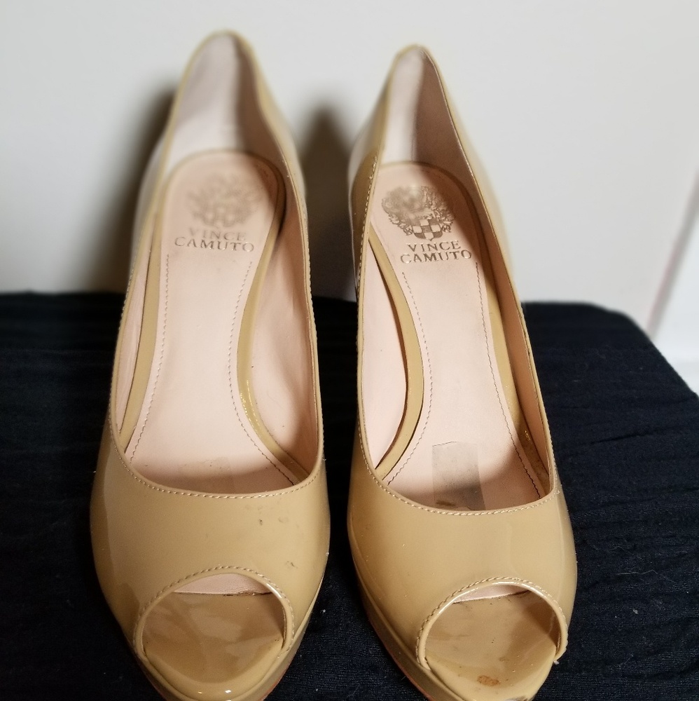 Vince Camuto Nude Peep Toe Pump, 8.5